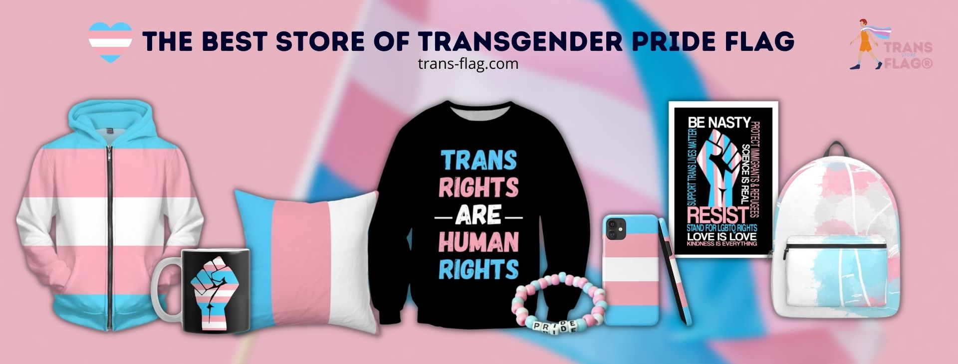 Transgender Pride Flag Store Banner - Trans Flag Merch